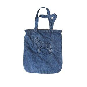 Denim Tote Bag With Embroidered‎ Dog Design Labrador   19x22"  USA cotton